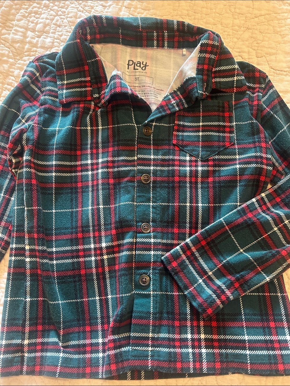 Little Sleepies green, Red & White Plaid Button-Down Shirt
